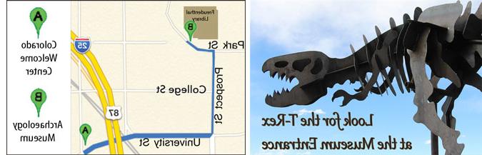 T-Rex statue and Museum map image